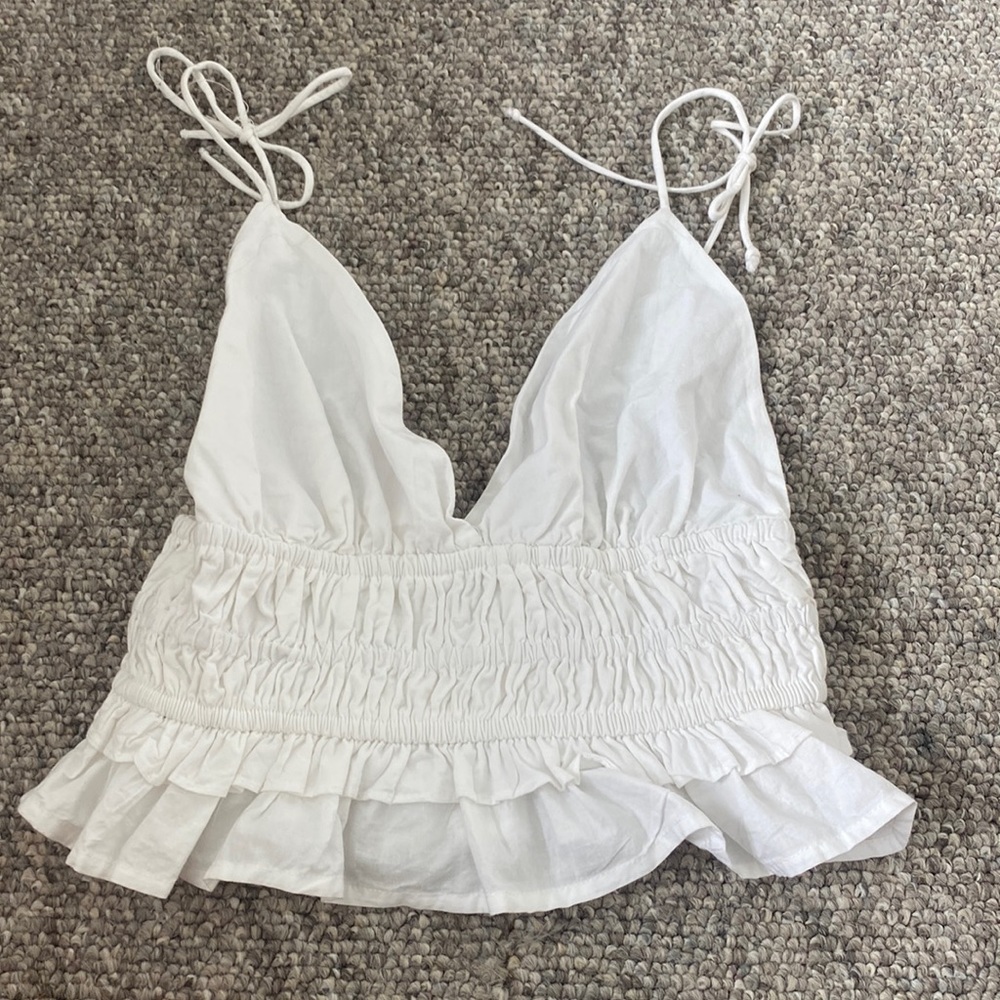 White sim and sam tank top
